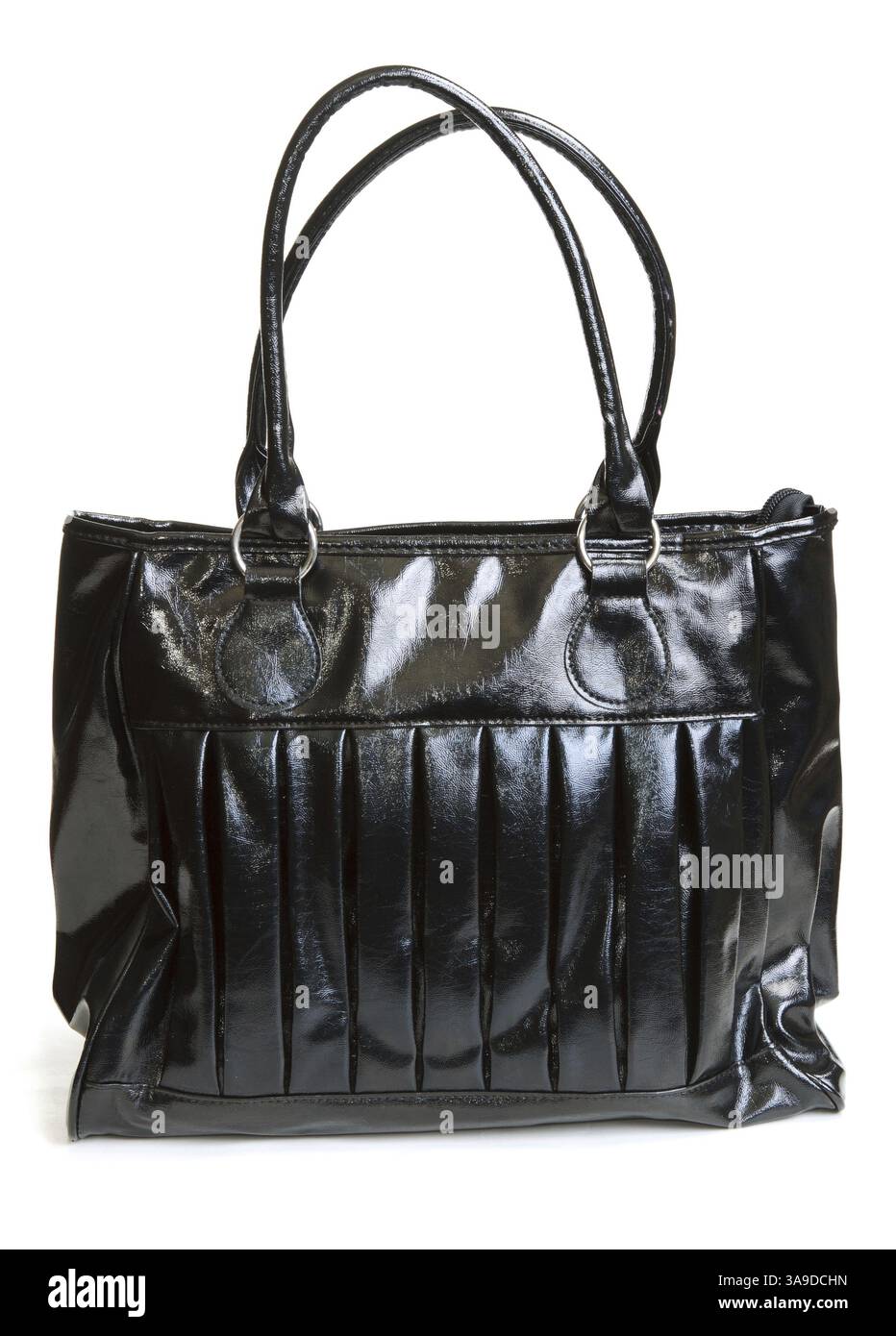 Nera borsa femminile isolato su sfondo bianco Foto Stock