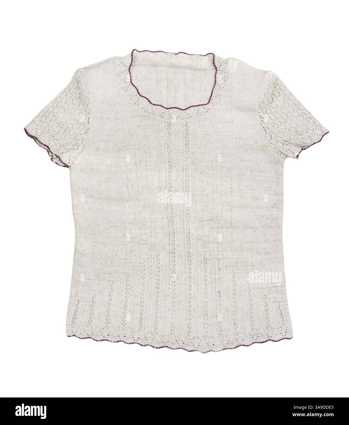 Caldo maglione in maglia beige isolato su sfondo bianco Foto Stock