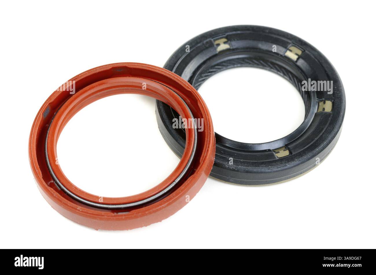 Guarnizione e albero a camme della vettura dell'albero motore su sfondo bianco Foto Stock