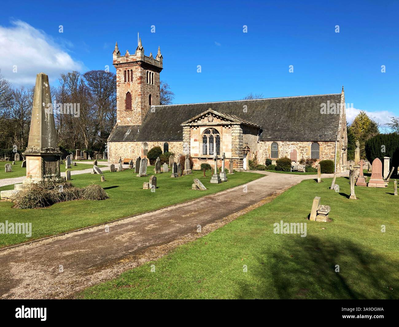 Dirleton Church, una storica chiesa scozzese, Dirleton, East Lothian Scotland Foto Stock