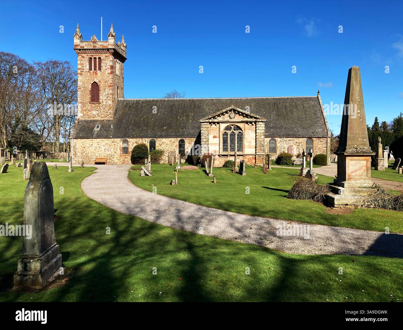 Dirleton Church, una storica chiesa scozzese, Dirleton, East Lothian Scotland Foto Stock