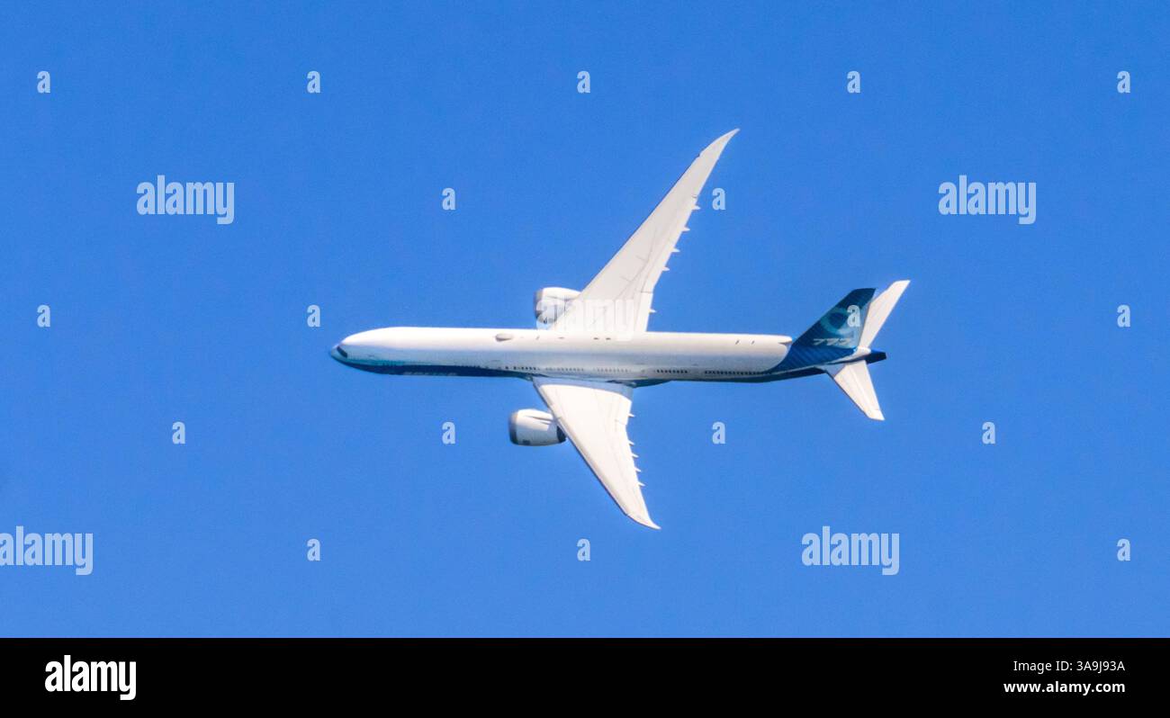 Boeing 777x in mostra durante il Seafair Festival 2024 a Seattle, WA 8/4/2024 Foto Stock