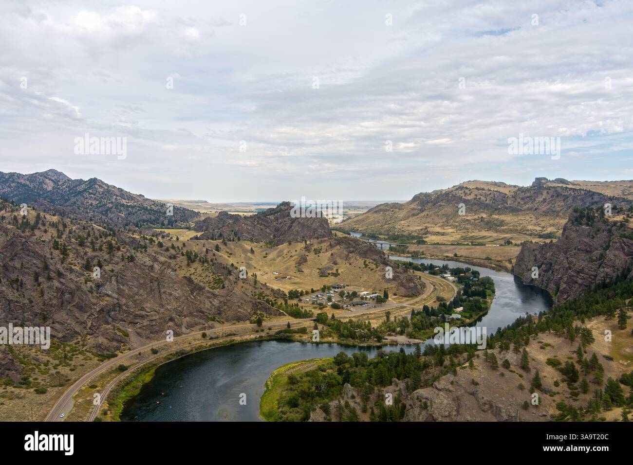 Vista aerea del fiume Missouri nel Montana Foto Stock