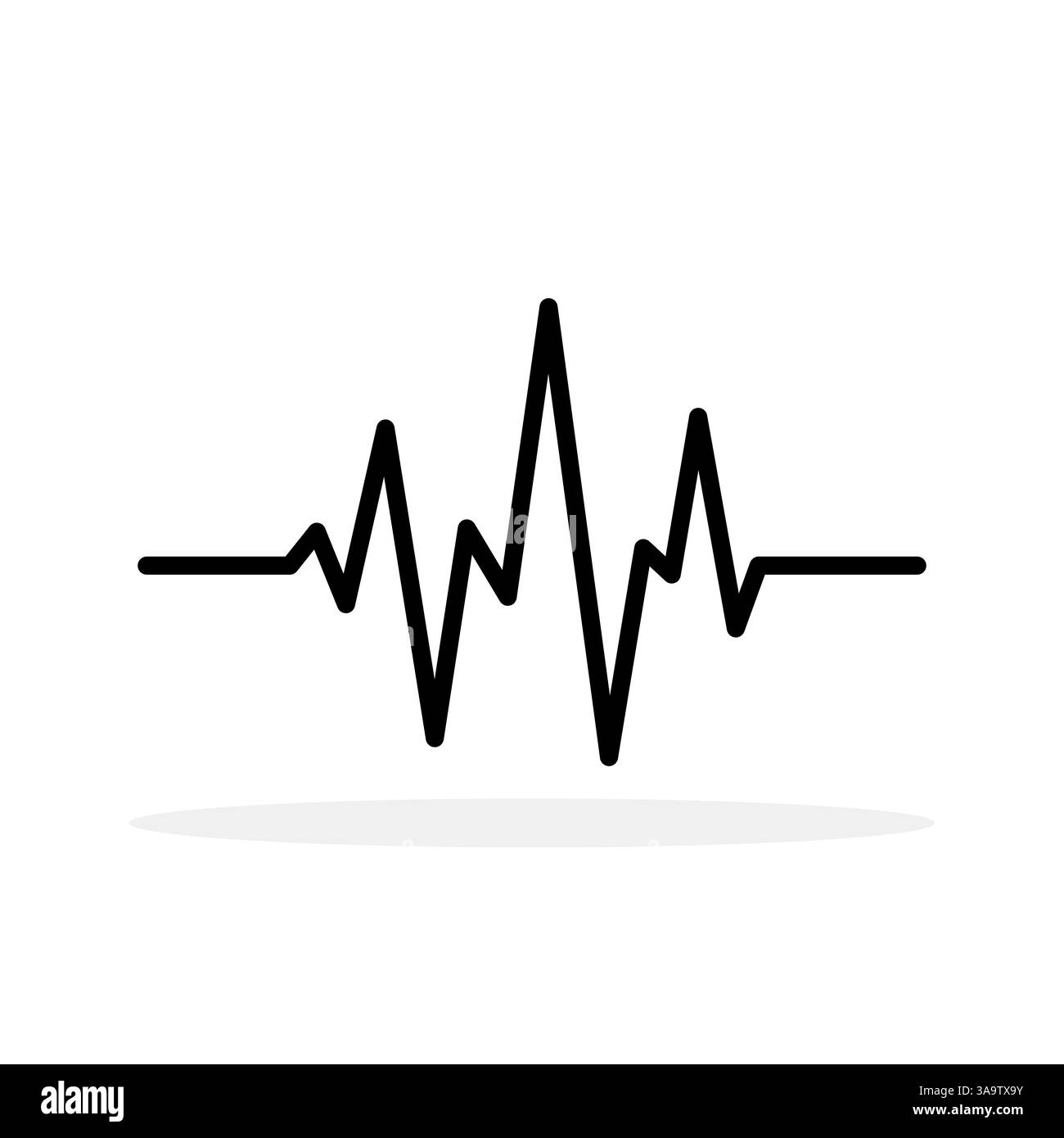 Icona polso. Icona del battito cardiaco nero. Simboli lineari dell'ECG. Traccia modificabile. Illustrazione vettoriale. Illustrazione Vettoriale