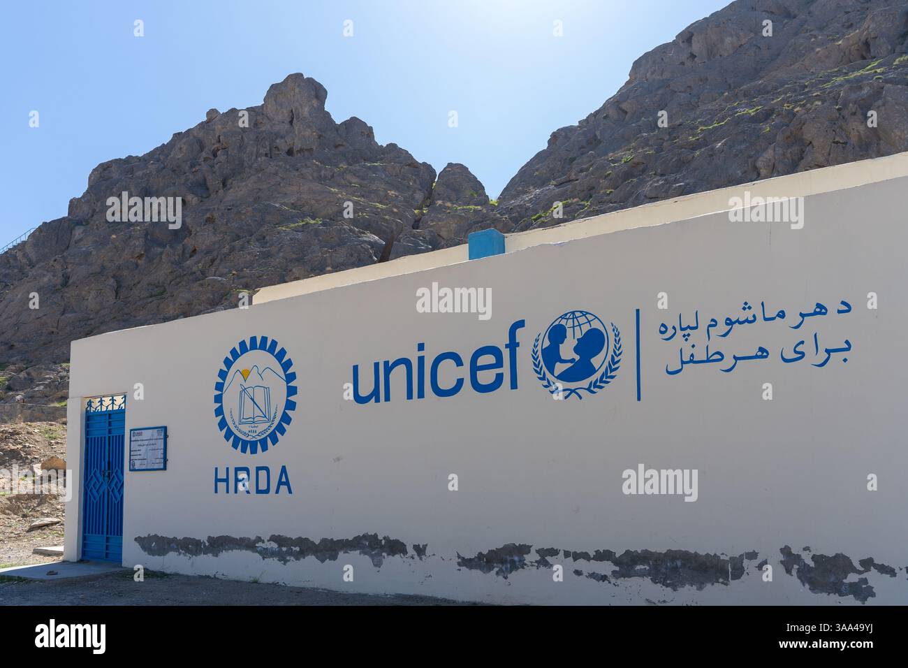 Riabilitazione del sistema di approvvigionamento idrico a energia solare, USAID e UNICEF, Kandahar, Afghanistan Foto Stock