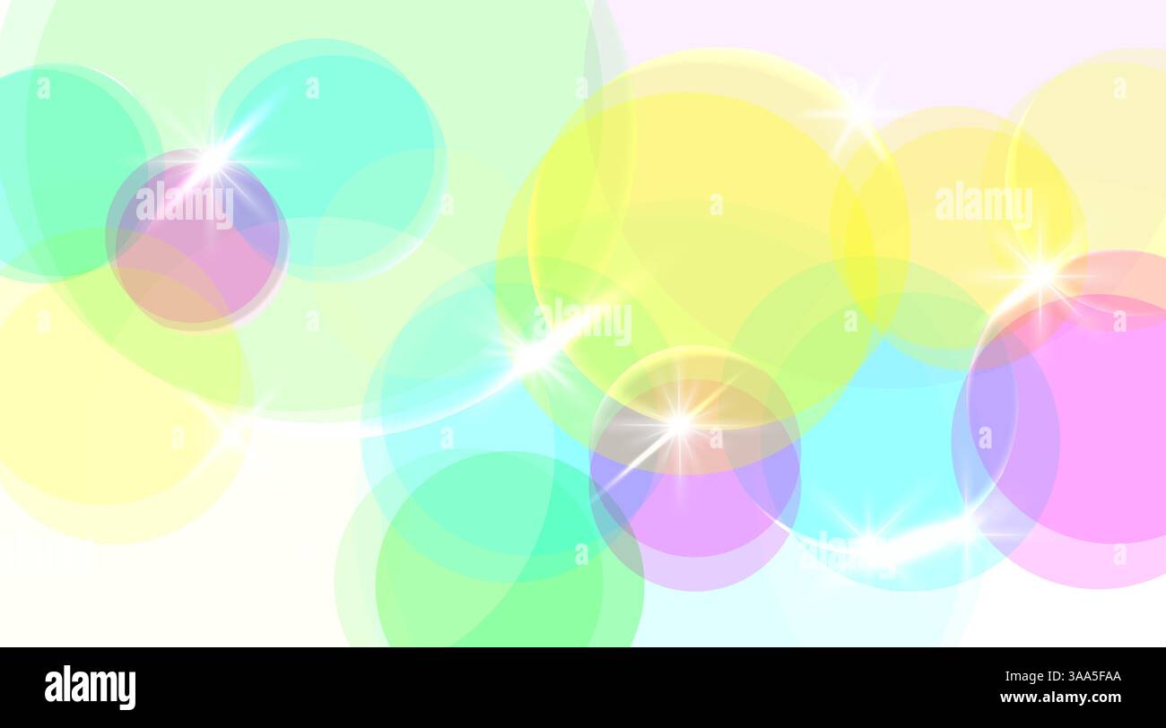 Si tratta di un'immagine astratta che mostra bolle colorate insieme a riflessi di luce ambientati in una splendida tavolozza pastello Illustrazione Vettoriale