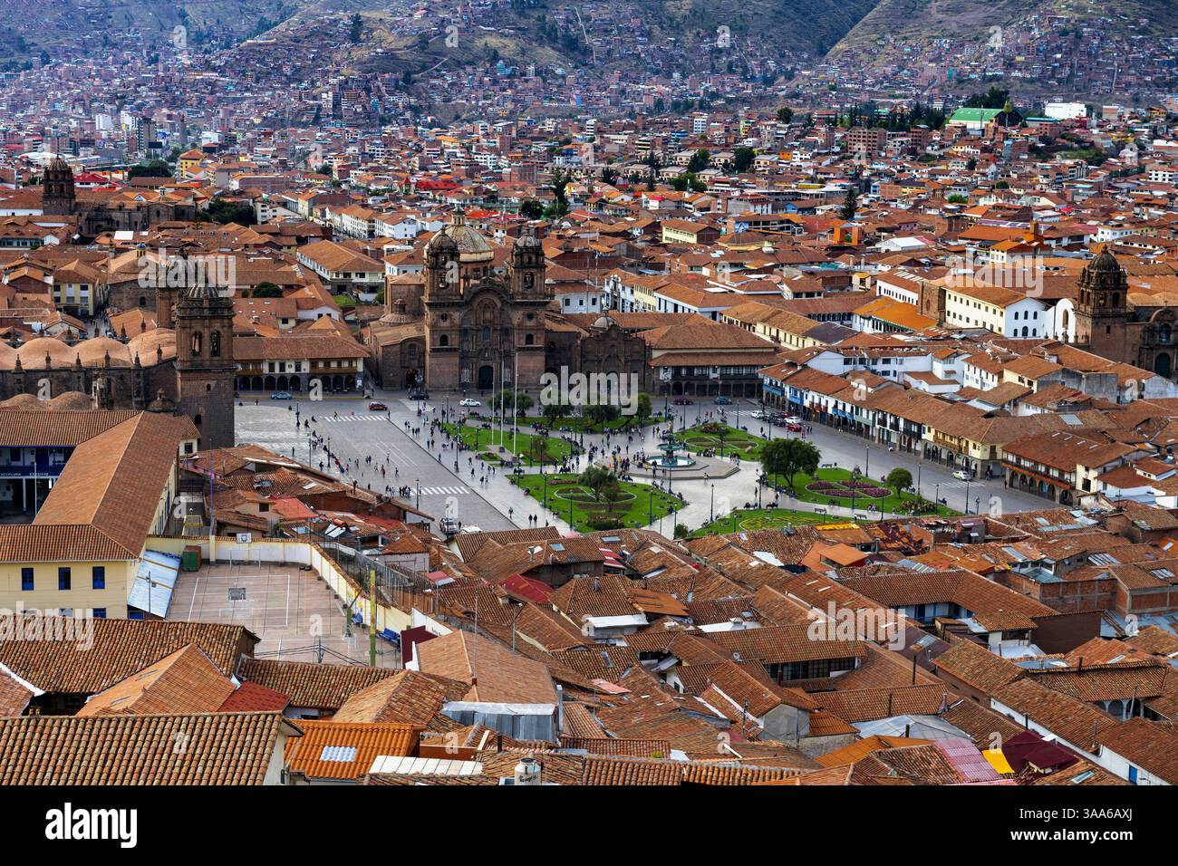 Vista aerea del Cusco, Perù Foto Stock