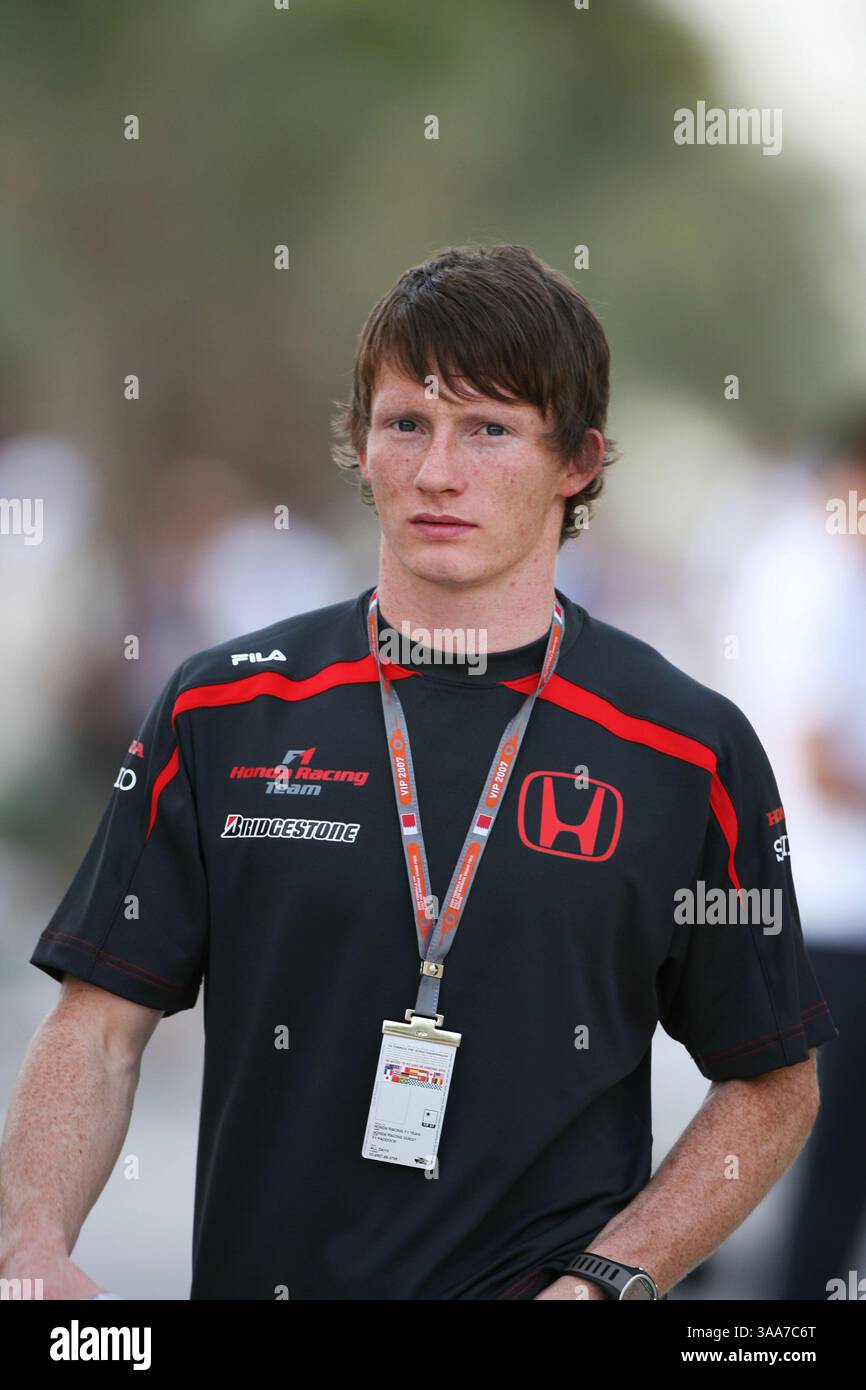 12 aprile 2007 - Bahrein, Bahrein - Mike Conway (GBR) Super Nova International e Honda test driver. Campionato del mondo di Formula uno, fermata 3 sul Circut, preparativi per il Gran Premio del Bahrain, circuito internazionale del Bahrain. (Immagine di credito: © Sutton Motorsports/ZUMA Press) RESTRIZIONI: SOLO DIRITTI del Nord e del Sud America! Foto Stock