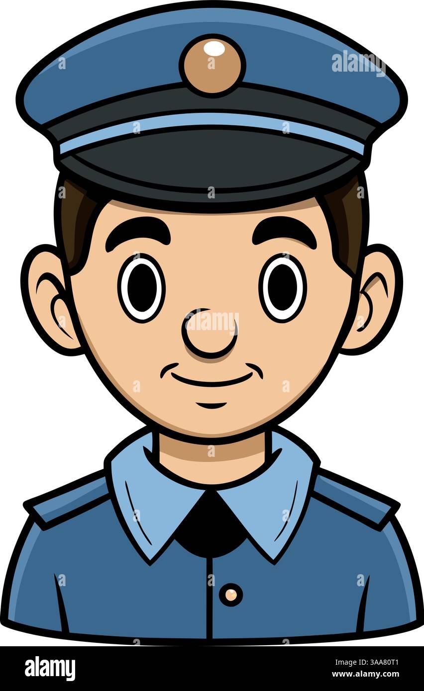 Simpatico illustrazione di un agente di polizia a cartoni animati. Illustrazione Vettoriale