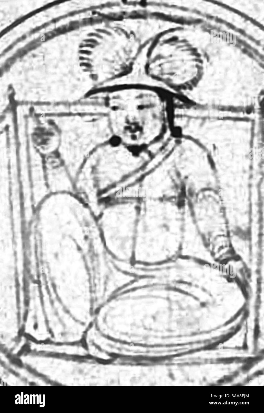 Hulagu Khan (in trono). Genealogia timuride 1405-1409 (Topkapi Sarayi Müzesi, H2152) f.38b. Foto Stock