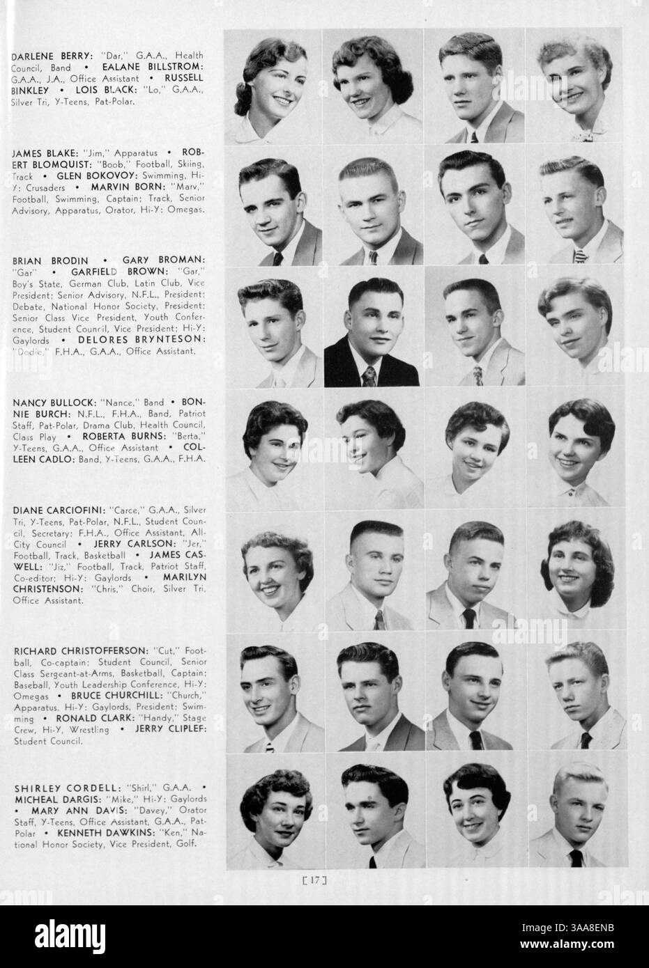 L'edizione 1955 dell'annuario della Patrick Henry High School, Orator '55, fornisce un record visivo e scritto di studenti, docenti, club, squadre atletiche ed eventi chiave dell'anno scolastico 1954-1955. Foto Stock