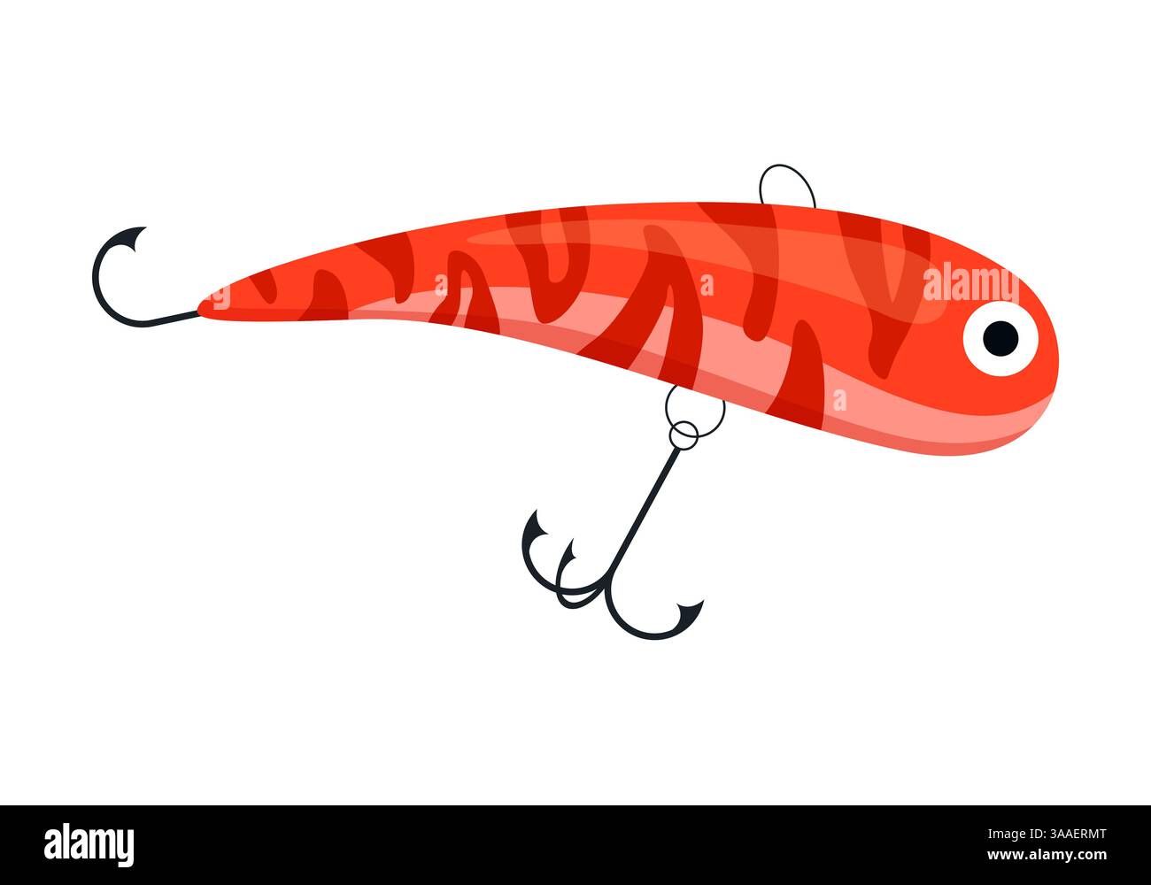 Questo vivace richiamo rosso per la pesca ha un design unico, perfetto per i pescatori che desiderano migliorare la loro esperienza di pesca Illustrazione Vettoriale