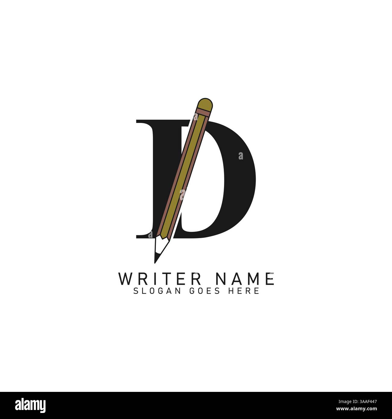 Design con logo a matita Letter D. Lettera D icona matita di derivazione Illustrazione Vettoriale