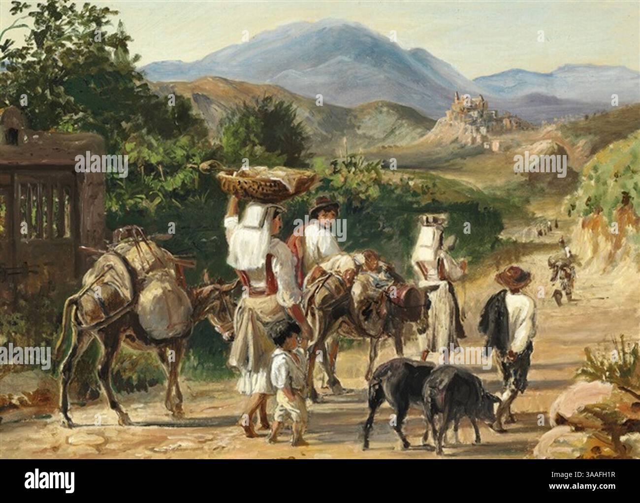 Agricoltori italiani in viaggio verso la città (1869) - Wilhelm Nicolai Marstrand. Foto Stock