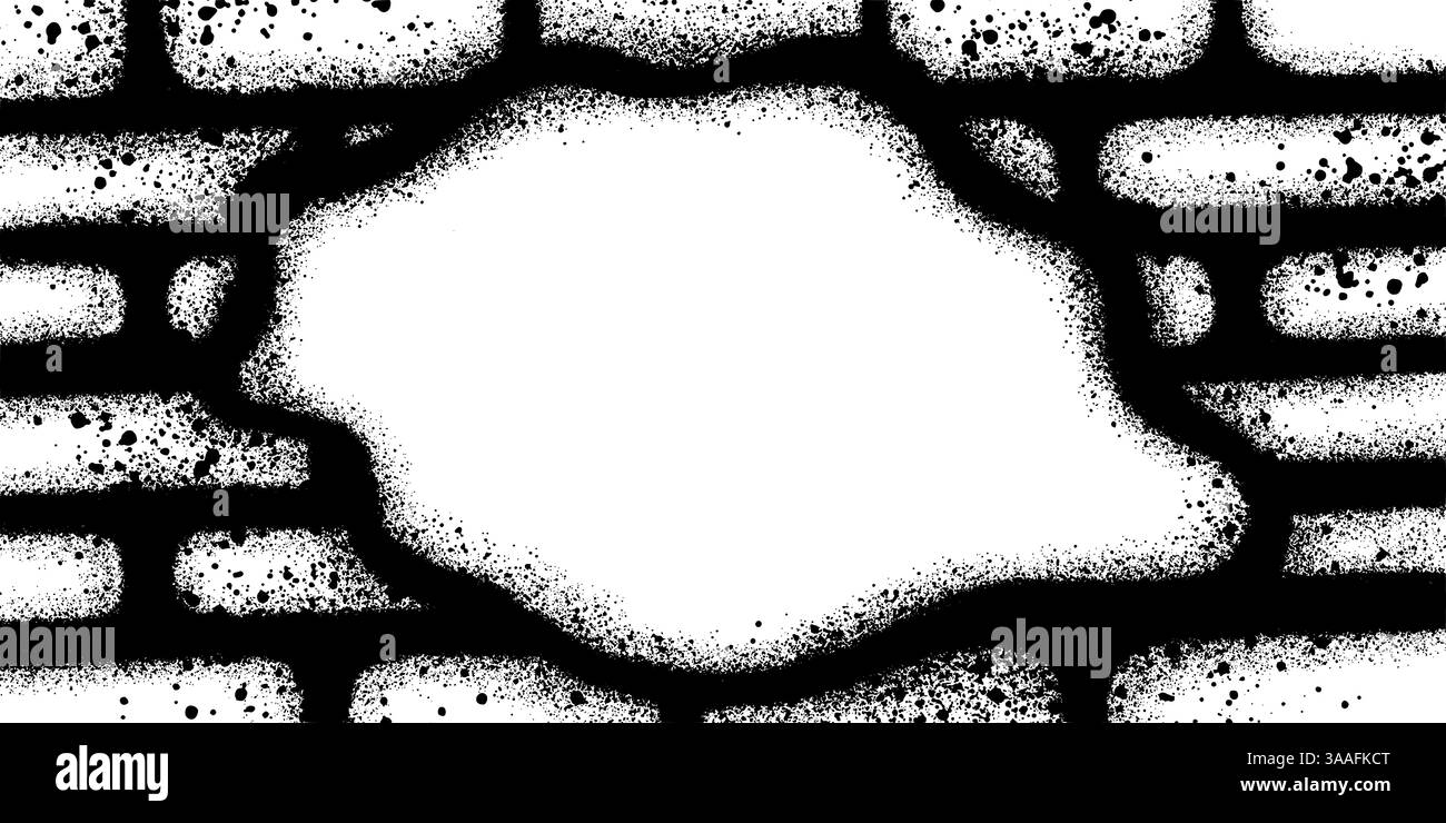 Parete in mattoni di graffiti verniciati a spruzzo spruzzati isolata con sfondo bianco. Illustrazione Vettoriale