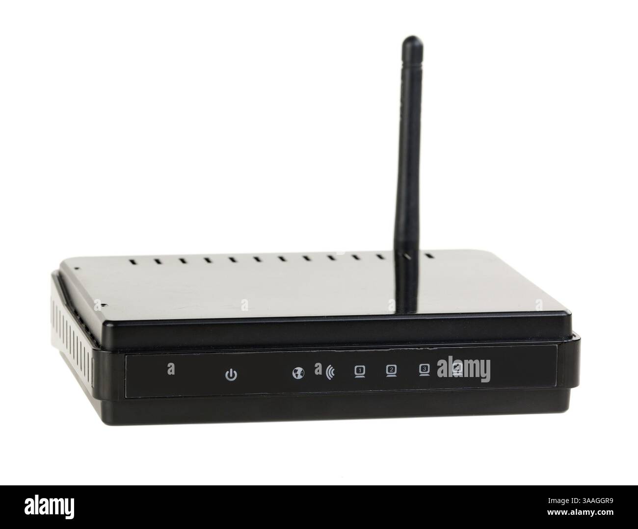 Il punto di accesso WiFi si trova nello studio su uno sfondo bianco Foto Stock