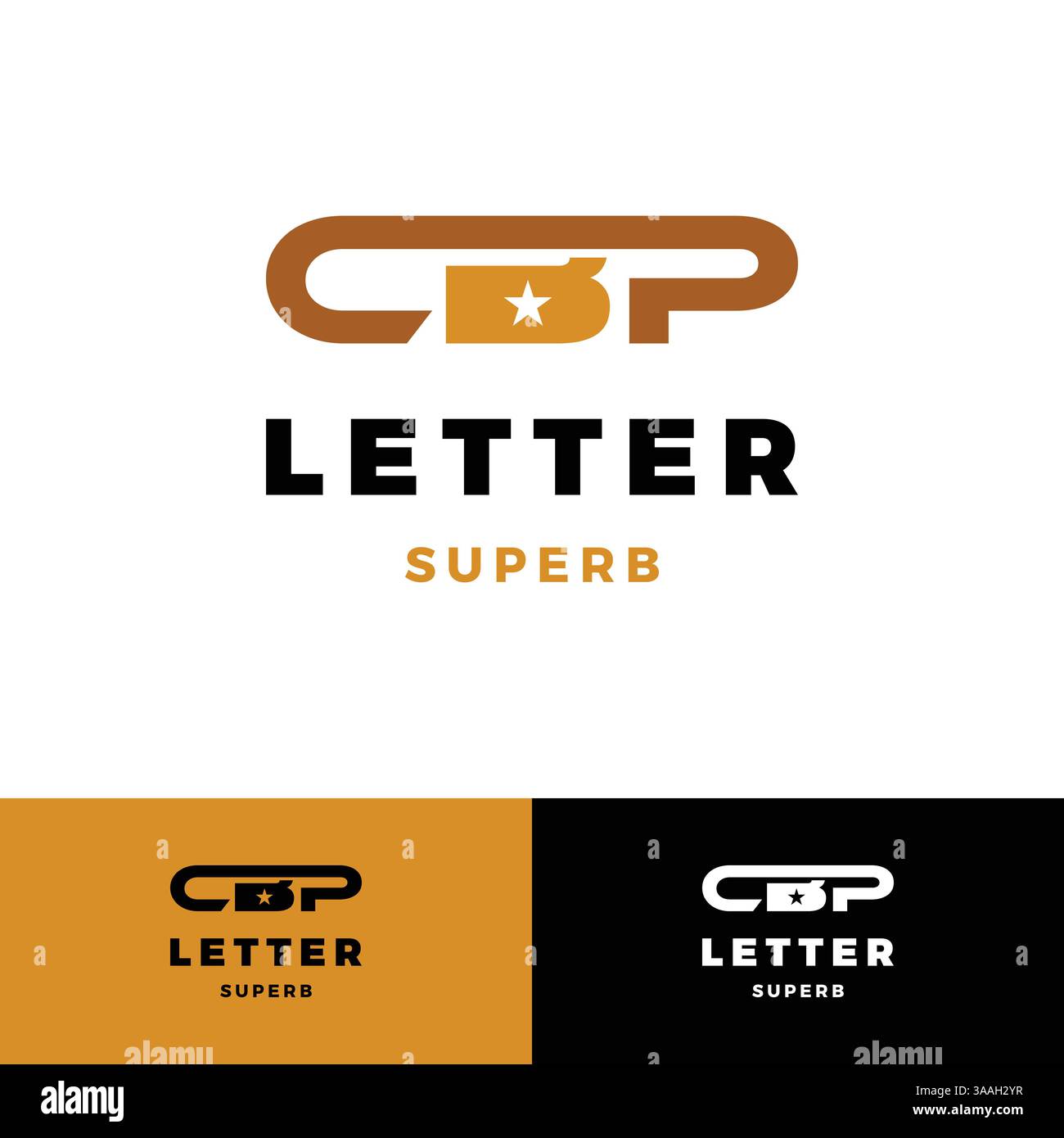 lettera iniziale cbp icona a stella modello di design del logo Illustrazione Vettoriale