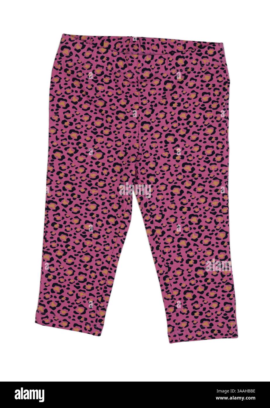 Tights rosa bambino con motivo leopardato. Isolare su bianco Foto Stock