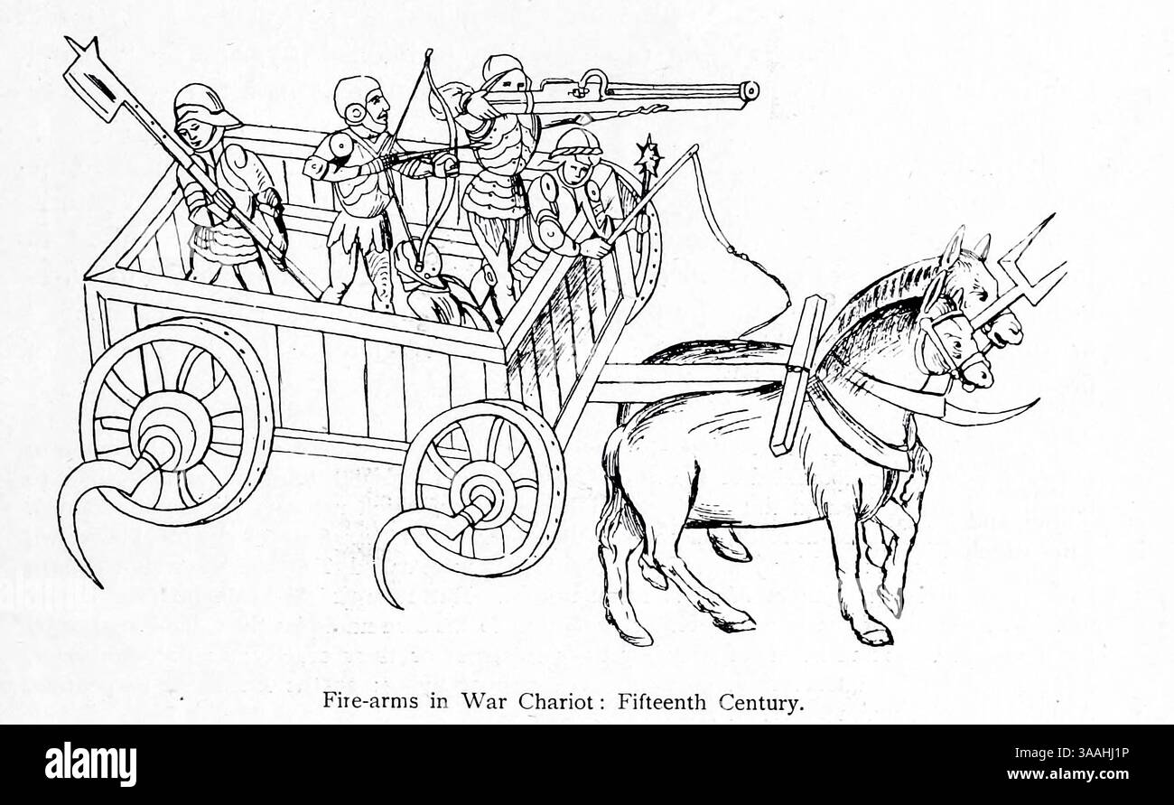 Fire-Arms in War Chariot : Fifteenth Century from the gun and its Development di Greener, W.W. (William Wellington) data di pubblicazione 1897 Foto Stock