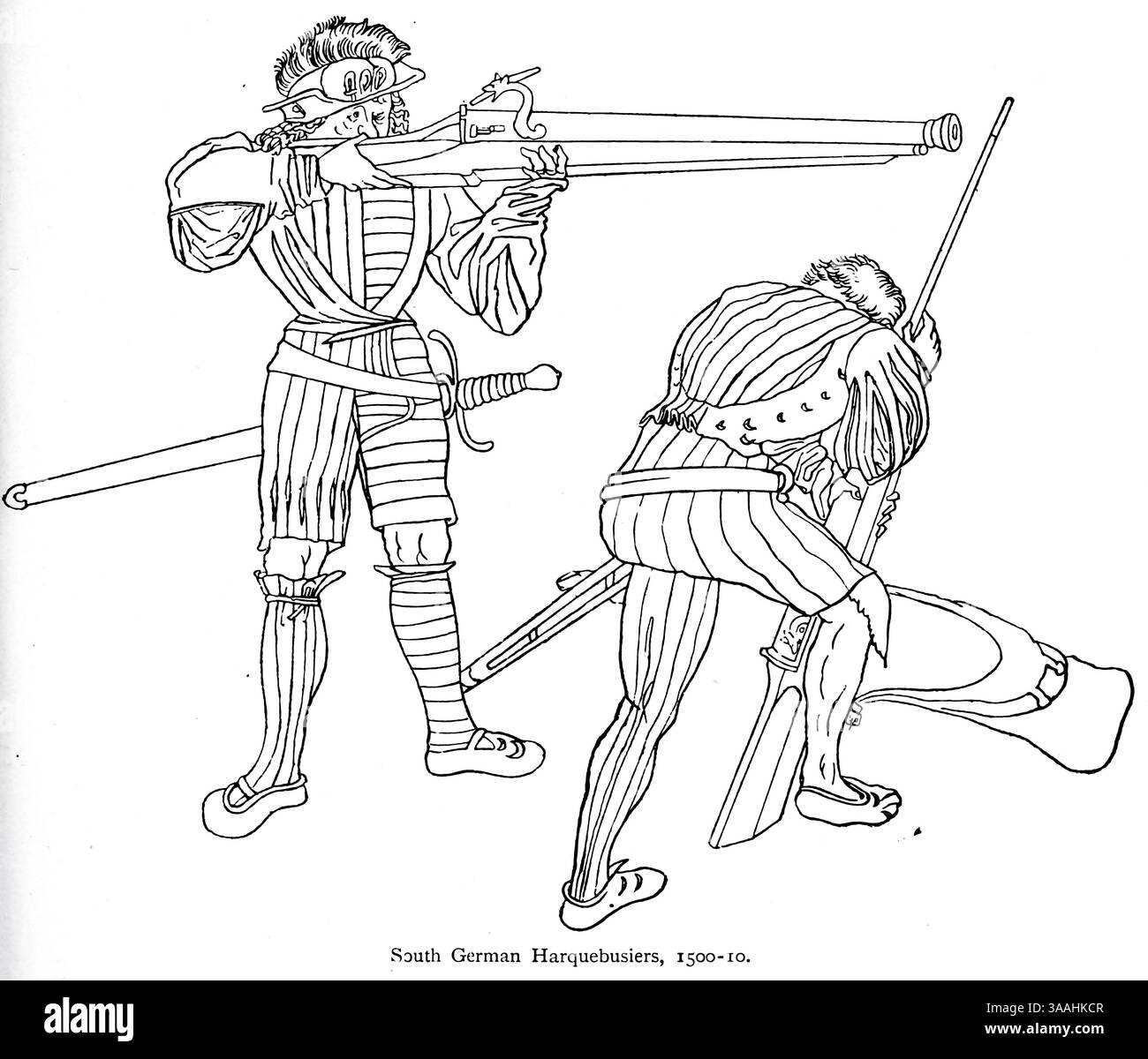 Harquebusiers della Germania meridionale, 1500-1510. Da ' The gun and its Development' di Greener, W.W. (William Wellington) data di pubblicazione 1897 Foto Stock