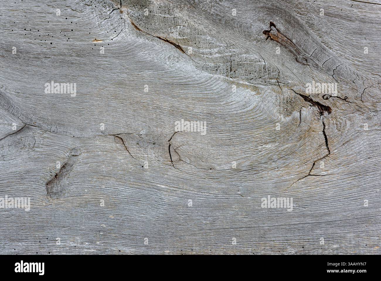 Vista ravvicinata della superficie in legno resistente agli agenti atmosferici che mostra texture intricate e motivi naturali formati nel tempo dall'esposizione all'aperto. Foto Stock