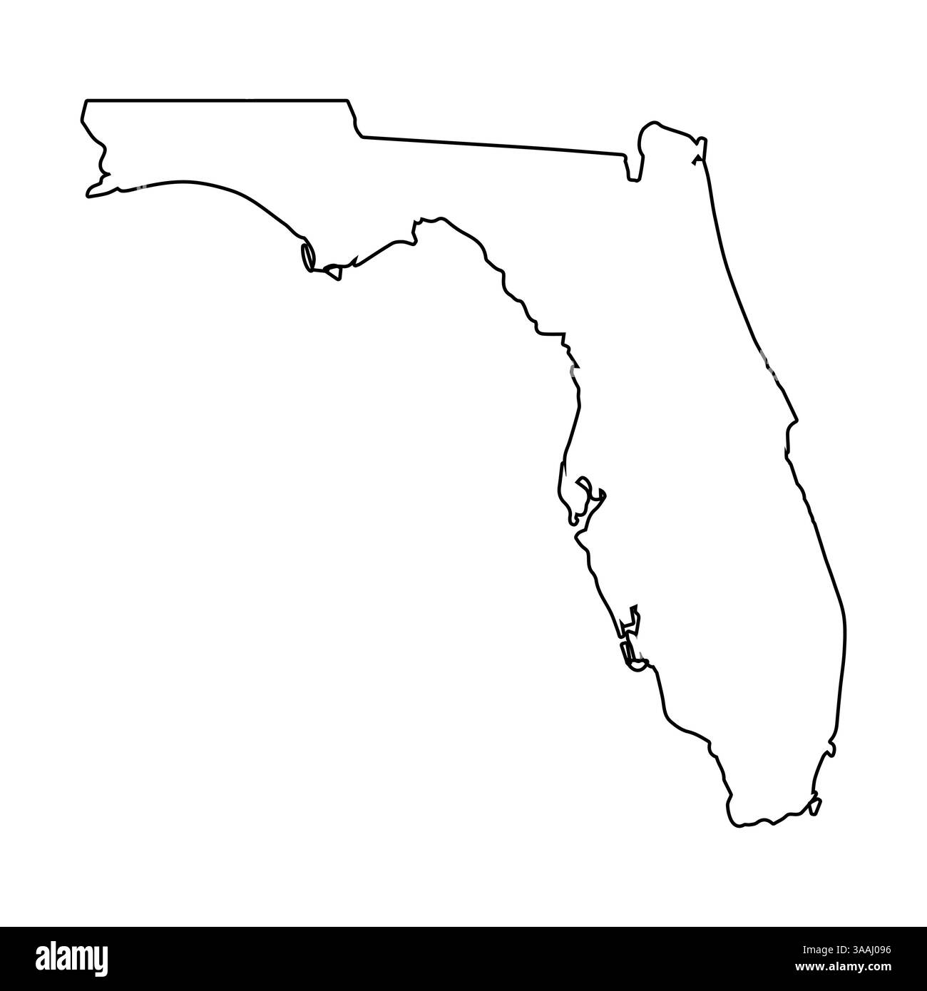 Profilo vettoriale pulito dello stato della Florida, mappa per i progetti di progettazione Illustrazione Vettoriale