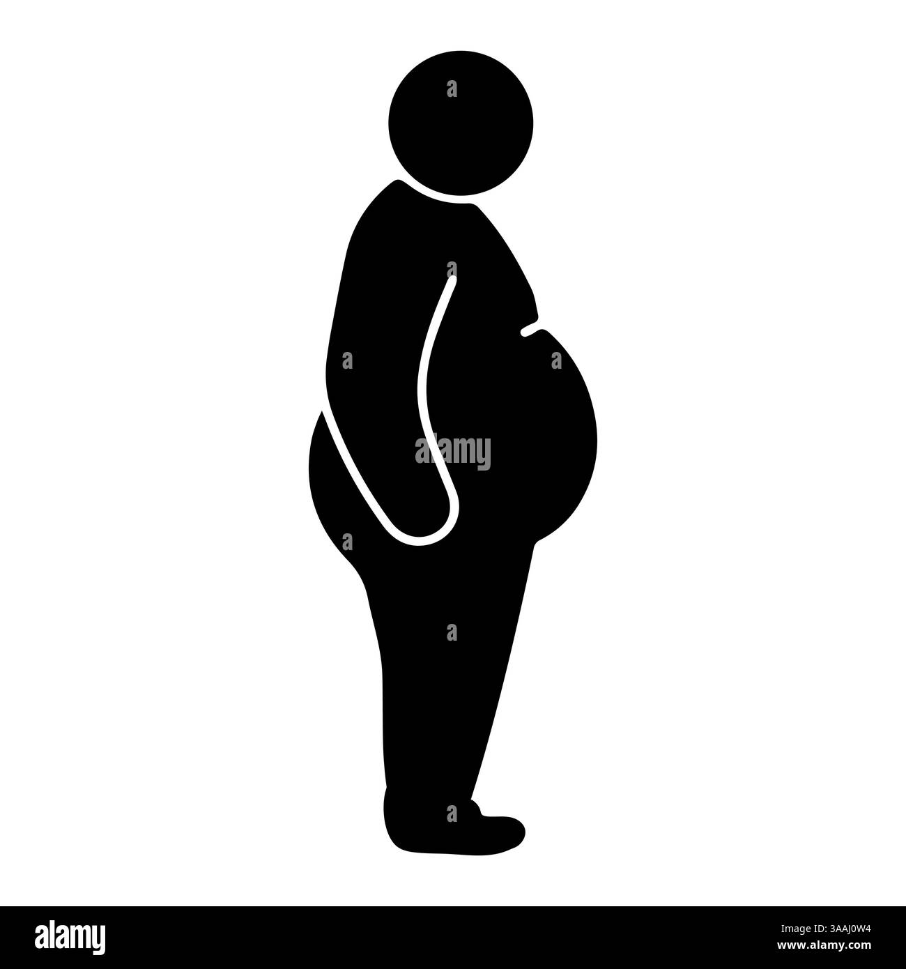 Persona in sovrappeso silhouette in piedi obeso grasso uomo, peso corporeo Illustrazione Vettoriale