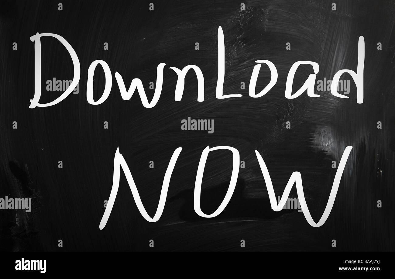 Scarica ora scritta a mano con il bianco gesso su una lavagna Foto Stock