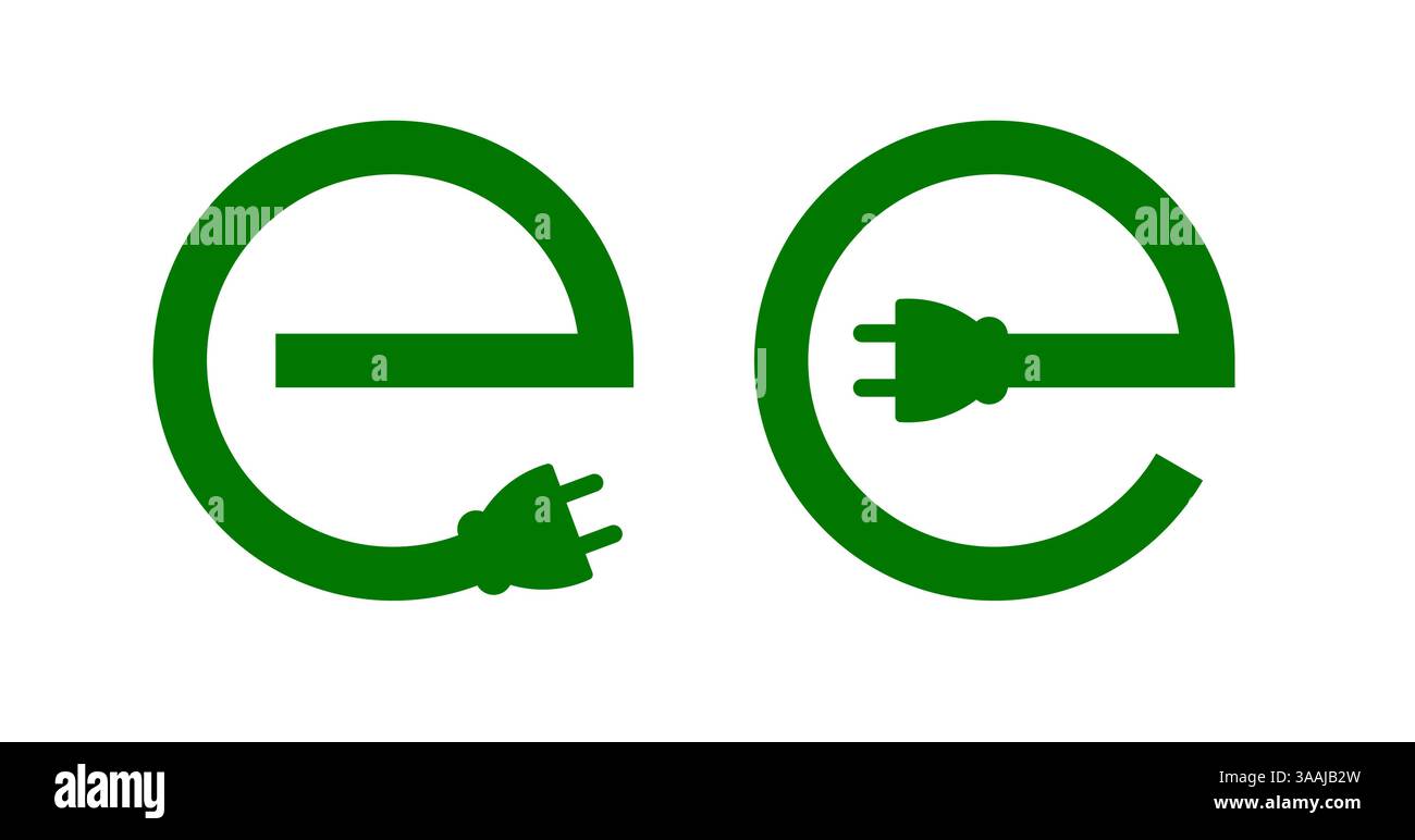 Icona della stazione di ricarica per auto elettriche ecocompatibile con illustrazione del vettore del simbolo della spina Illustrazione Vettoriale