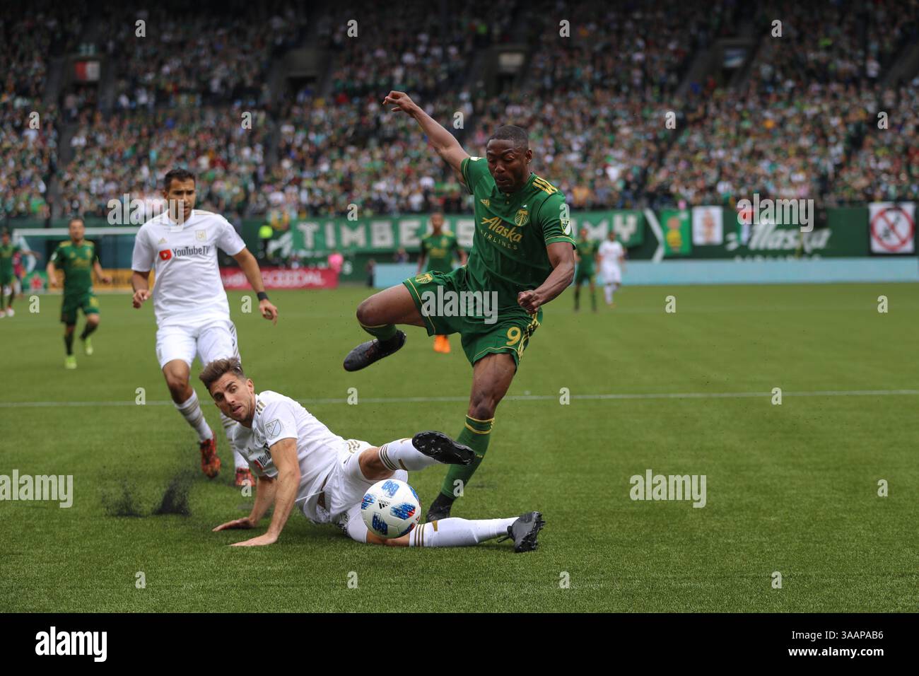 19 maggio 2018 - Portland, Oregon, Stati Uniti - Portland, Oregon - sabato 19 maggio 2018: i Portland Timbers sconfissero il Los Angeles FC 2-1 in un match a Providence Park. (Immagine di credito: © al Sermeno/ISIPhotos tramite filo ZUMA) Foto Stock