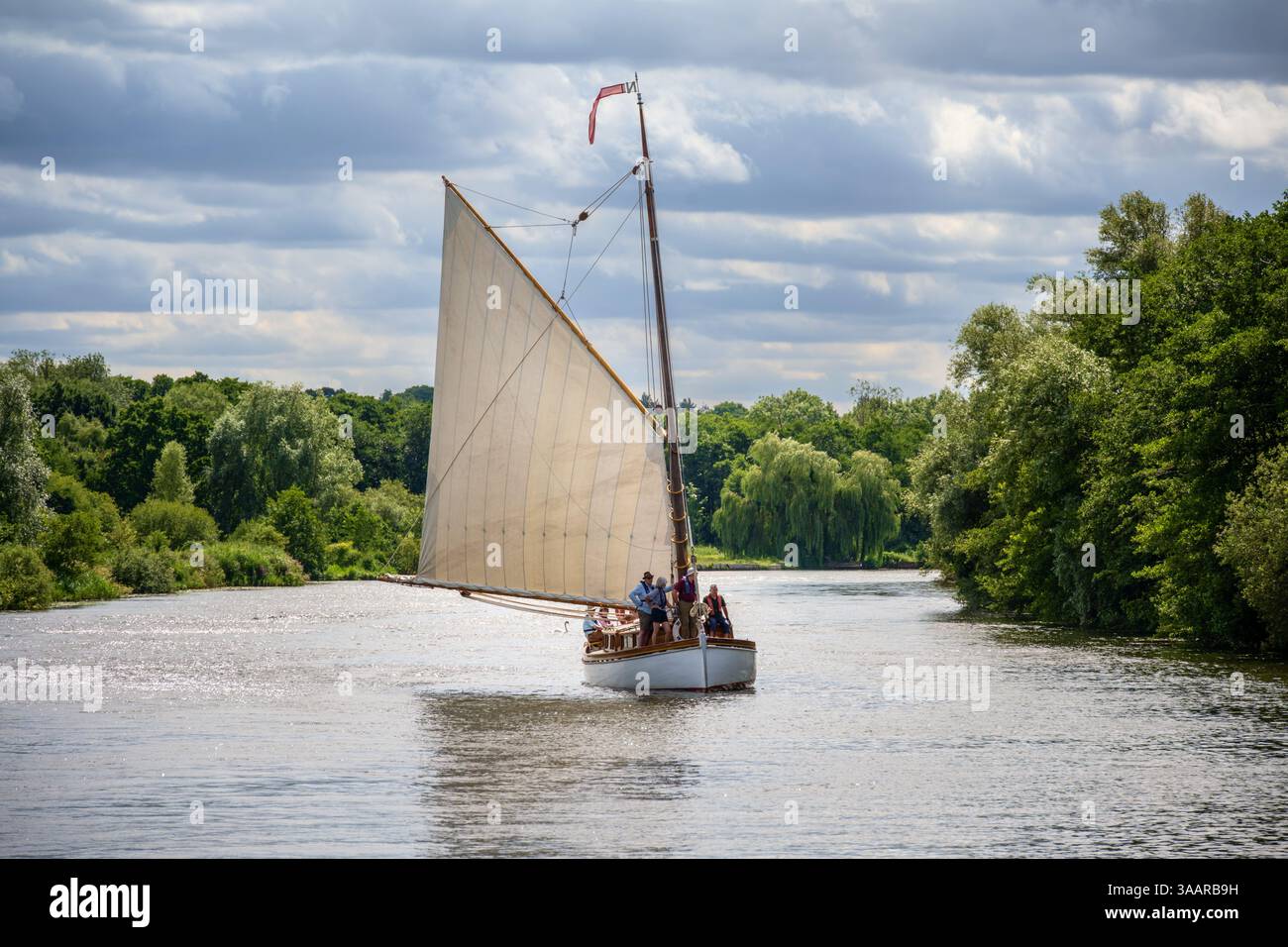 Yacht d'epoca tradizionale, Norfolk Broads, Wroxham, Regno Unito Foto Stock