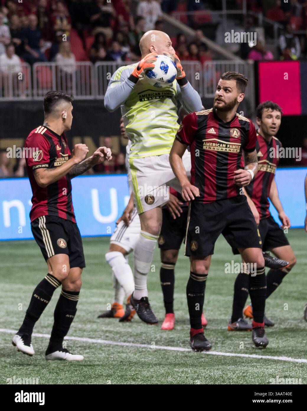 17 marzo 2018 - Atlanta, GA, Stati Uniti - Atlanta, GA - 17 marzo 2018: Atlanta United FC vs Vancouver Whitecaps FC al Mercedes-Benz Stadium. (Immagine di credito: © Steven Limentani/ISIPhotos via ZUMA Wire) Foto Stock