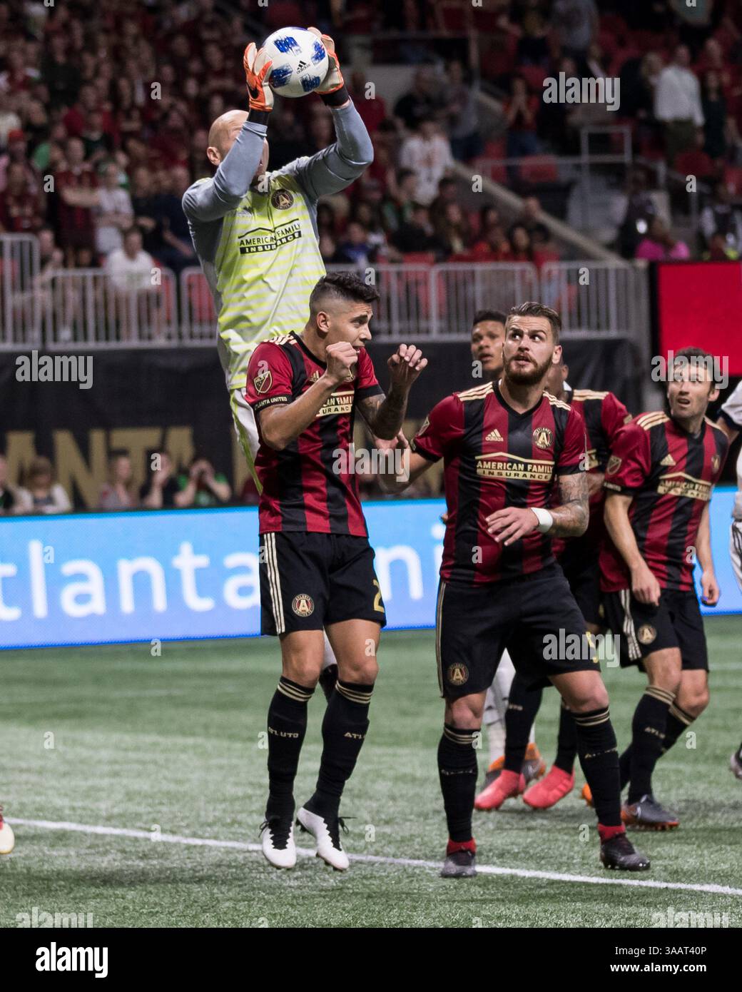 17 marzo 2018 - Atlanta, GA, Stati Uniti - Atlanta, GA - 17 marzo 2018: Atlanta United FC vs Vancouver Whitecaps FC al Mercedes-Benz Stadium. (Immagine di credito: © Steven Limentani/ISIPhotos via ZUMA Wire) Foto Stock