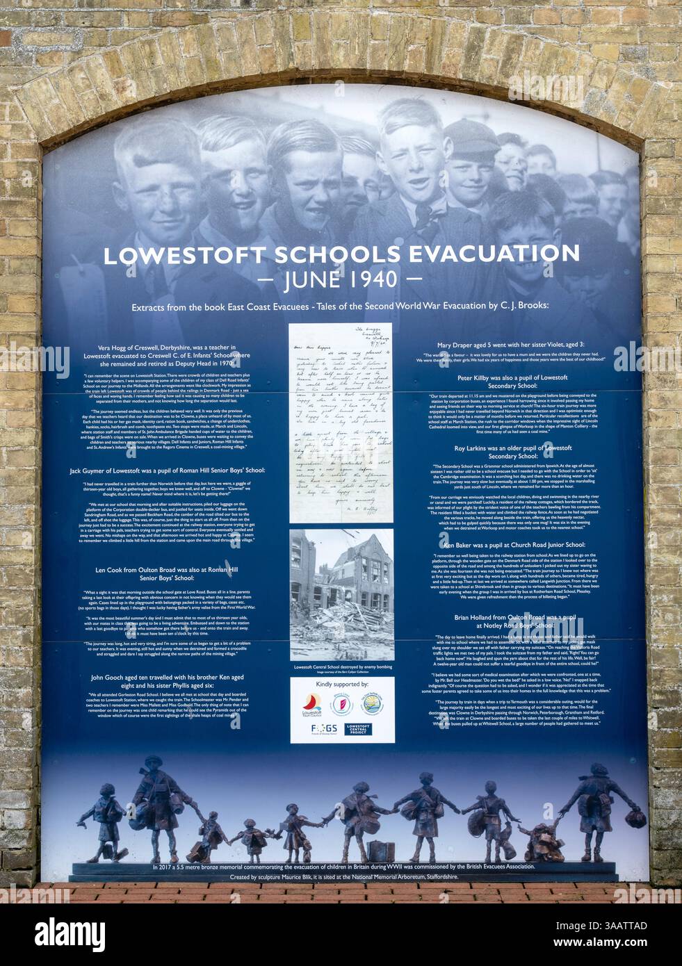 Informazioni sulla storia per turisti e visitatori alla stazione ferroviaria di Lowestoft, Lowestoft, Suffolk, East Anglia, Inghilterra, REGNO UNITO Foto Stock
