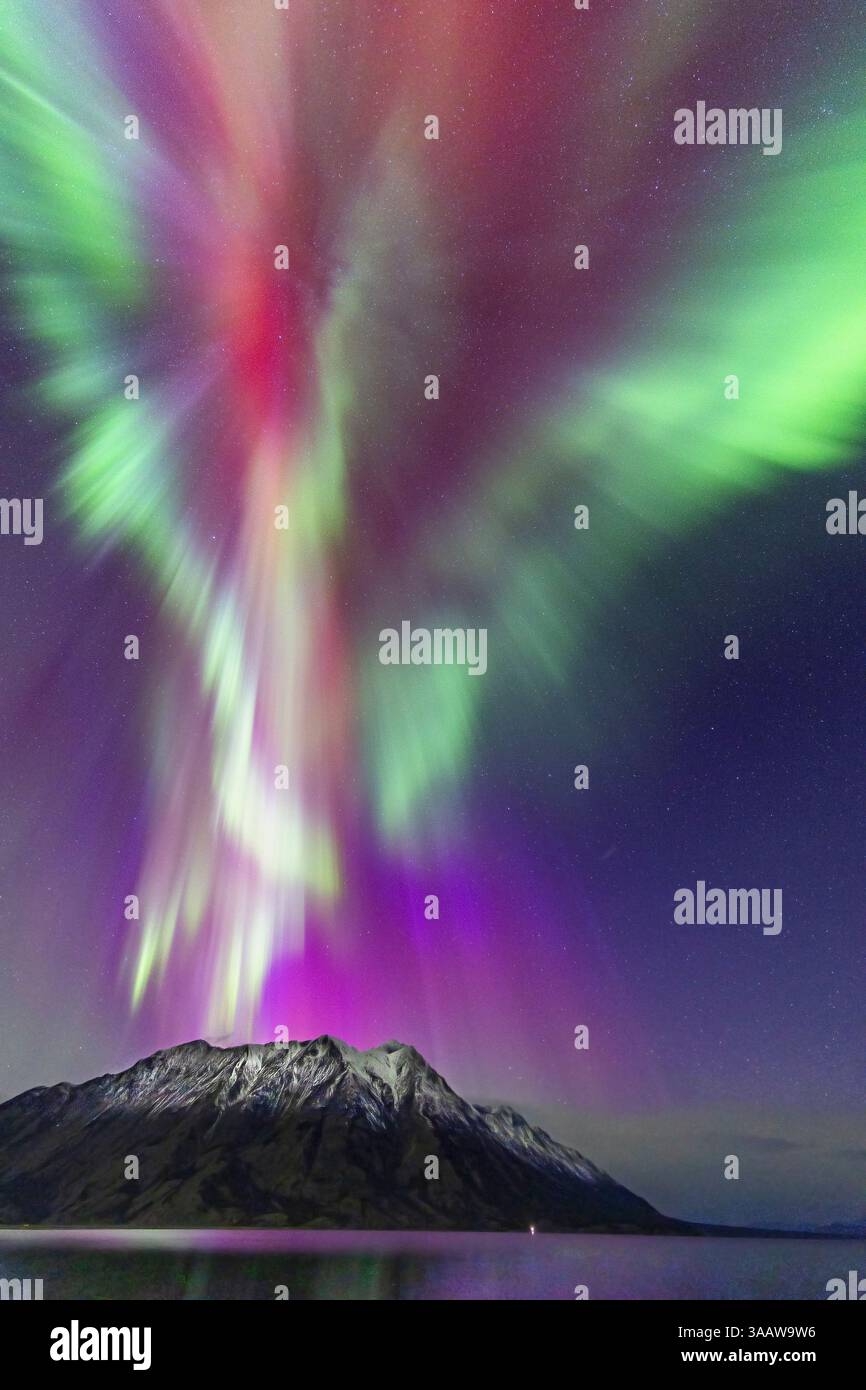 Aurora Borealis, lago Kluane, Yukon, Canada. Foto Stock