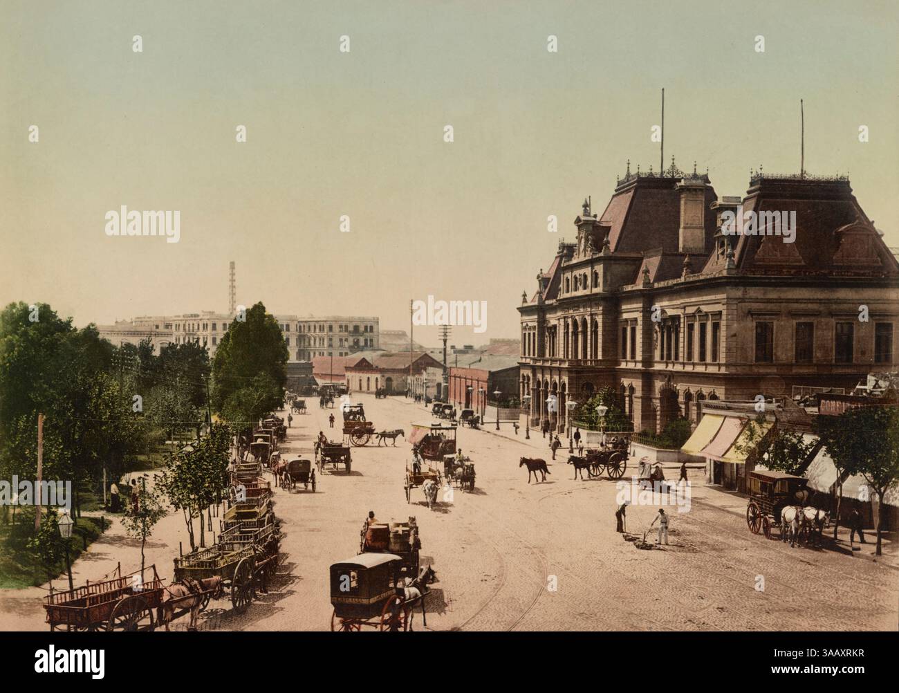 Stampa fotocromatica di Plaza Constitucion a Buenos Aires, Argentina. Foto Stock