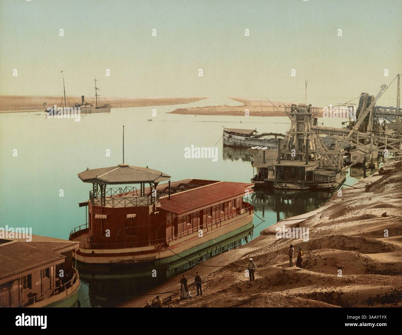 Stampa fotografica di Port Said all'ingresso del canale di Suez. Foto Stock