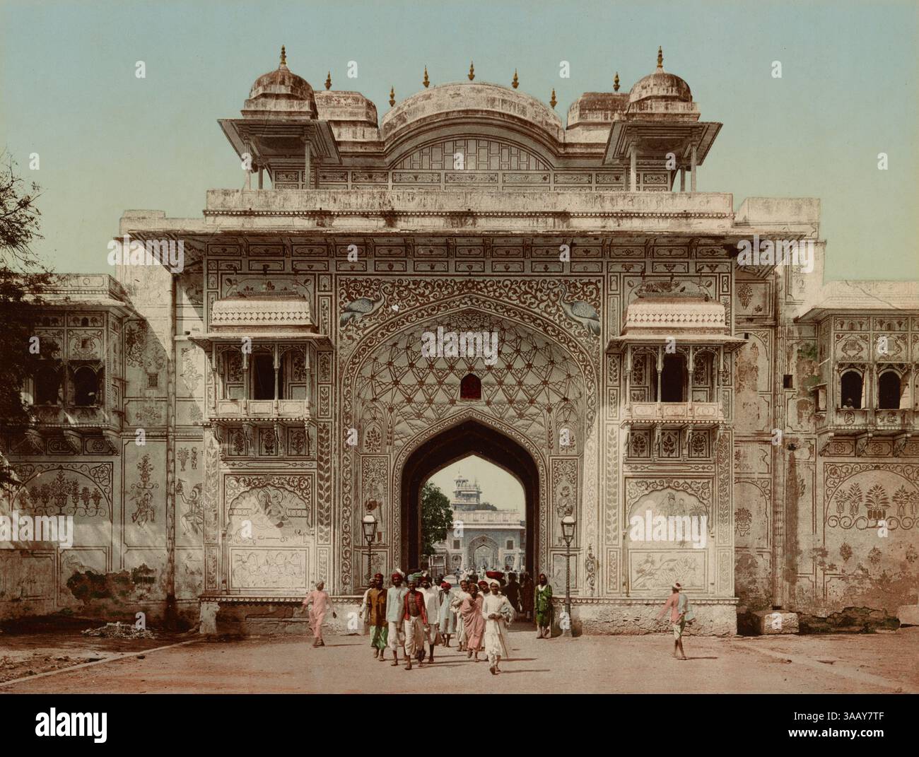 Stampa fotocromatica del palazzo del Maharaja, Jeypore (Jaipur), India. Foto Stock