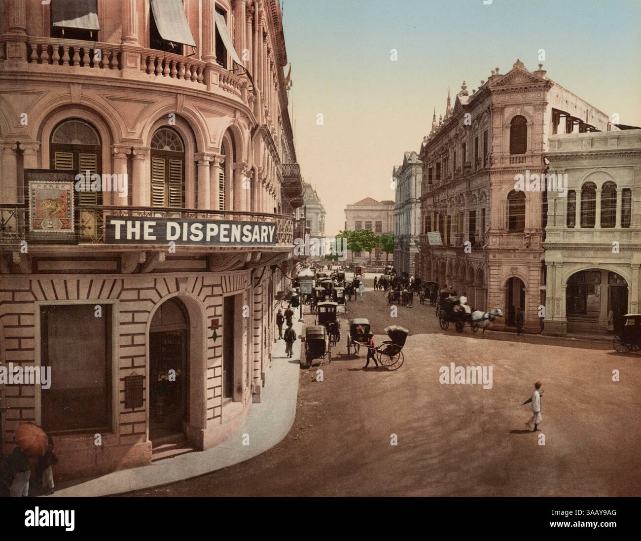 Stampa fotocromatica di edifici su Battery Road, Singapore. Foto Stock