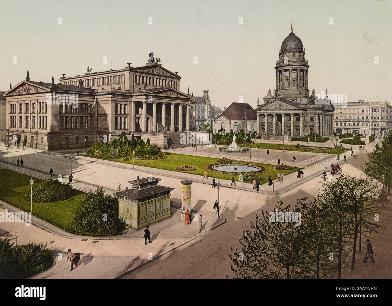 Stampa fotocromatica d'epoca di Gendarmenmarkt a Berlino, Germania. Foto Stock