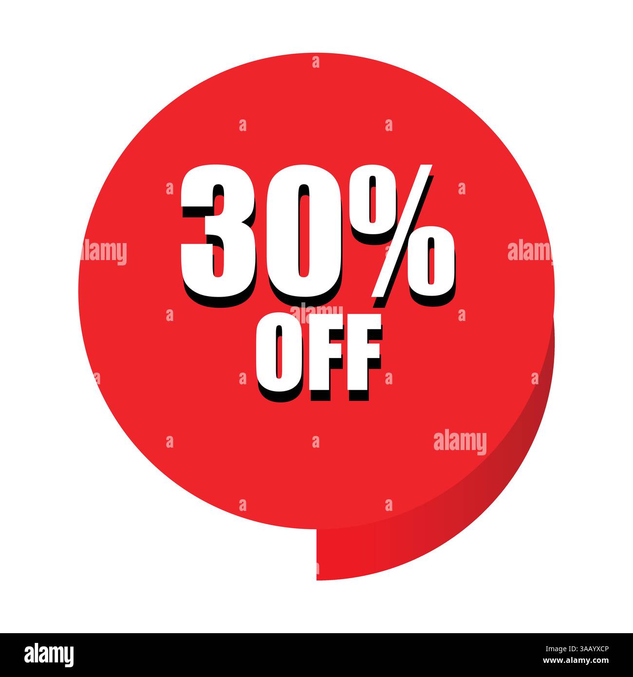 Sconto del 30% su distintivo e adesivo promozionale su sfondo bianco Illustrazione Vettoriale