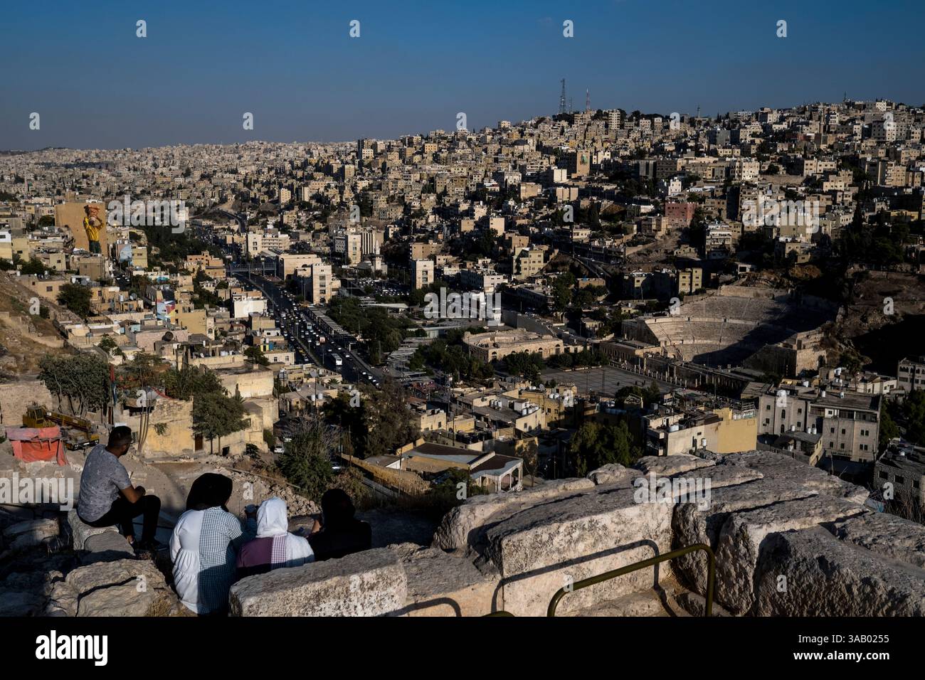 AMMAN, GIORDANIA - 10 SETTEMBRE 2021: Punto panoramico di Amma dalla Cittadella di Amman. CREDITO: Daniel Rodrigues Foto Stock