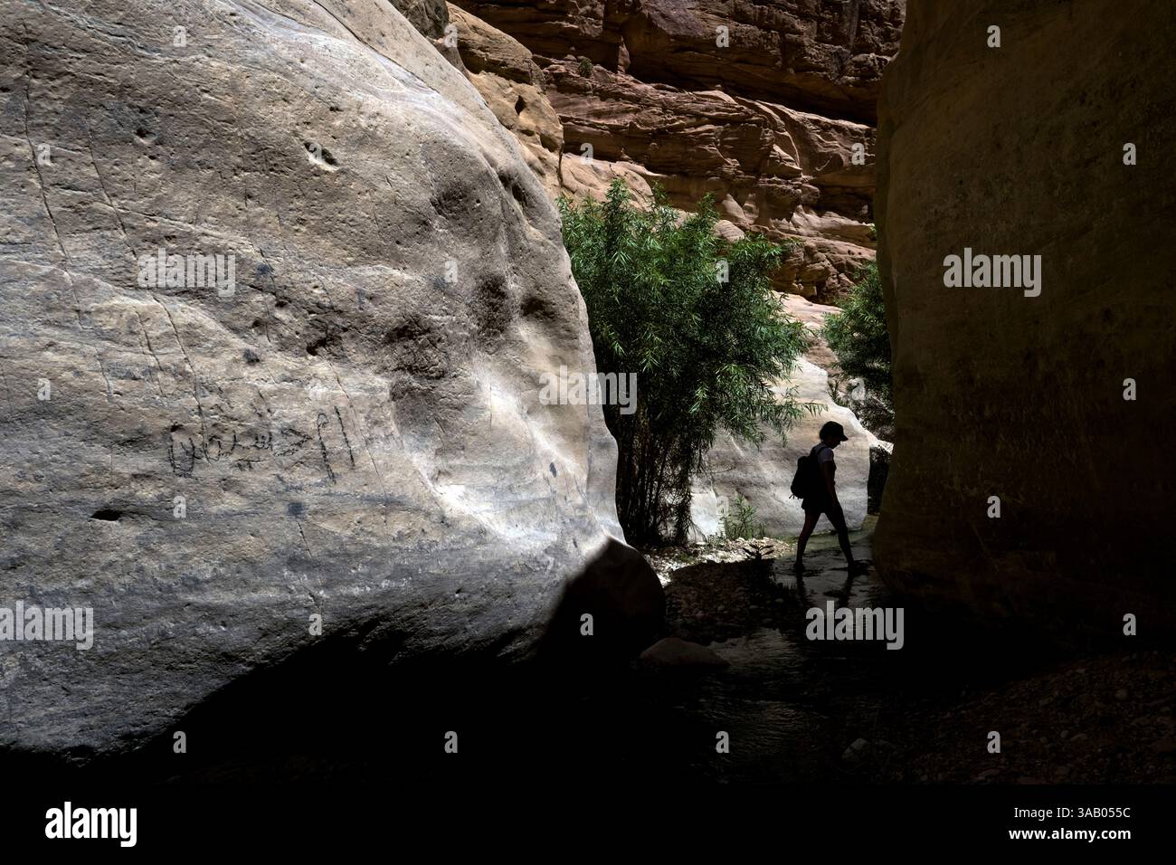 AL-MANSOURA, GIORDANIA - 10 SETTEMBRE 2021: Fatinha nel canyon del Wadi Ghuweir Trail. CREDITO: Daniel Rodrigues Foto Stock