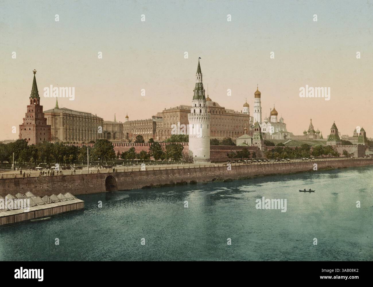 Stampa fotocromatica d'epoca del Gran Palazzo del Cremlino, Mosca, Russia. Foto Stock