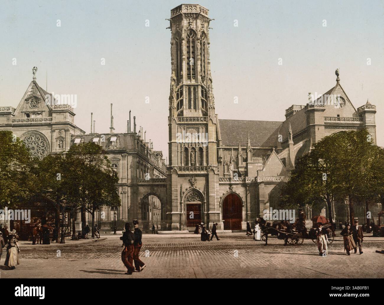 Stampa fotocromatica d'epoca della Chiesa di Saint-Germain l'Auxerrois, Parigi, Francia. Foto Stock