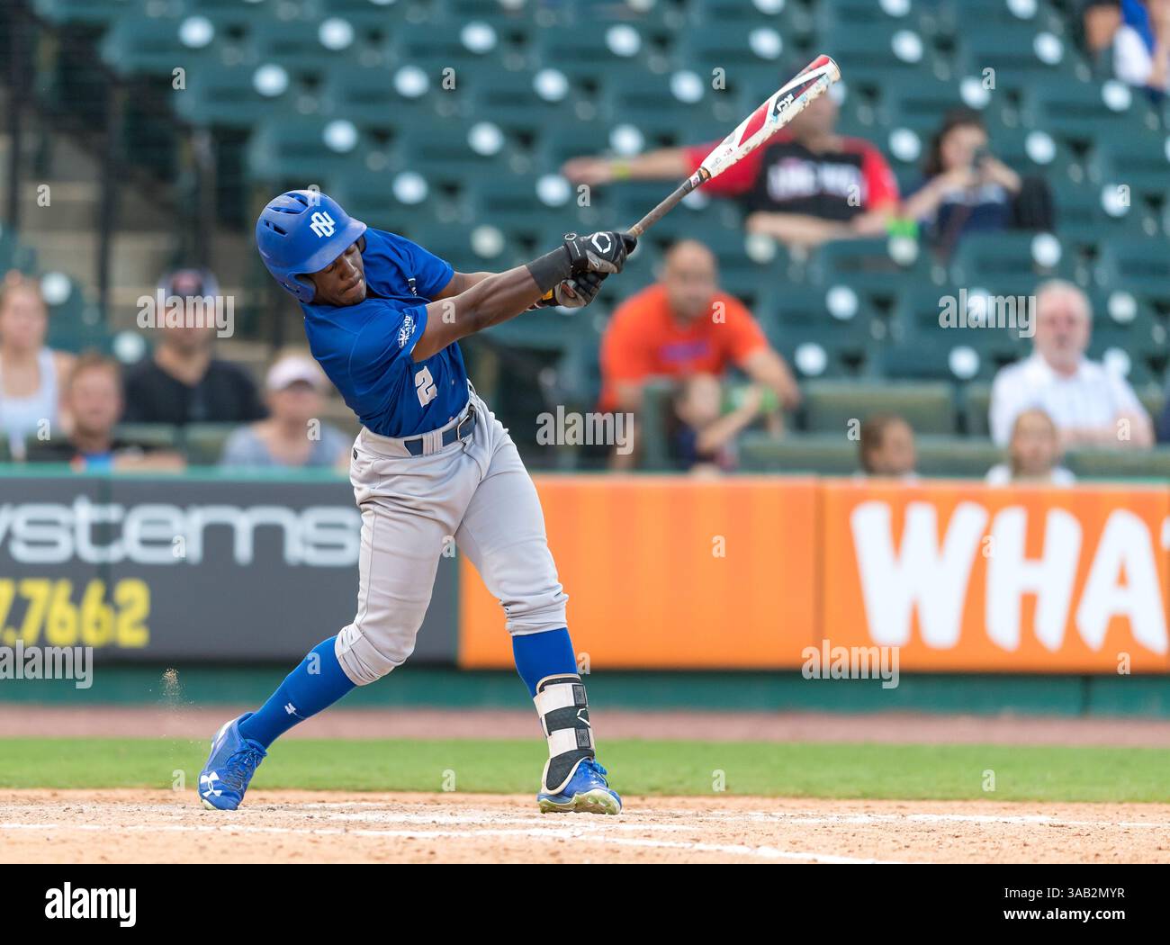 23 maggio 2018: Jay Robinson (2) interno di New Orleans durante il Southland Conference Championships 2018. Partita 3 New Orleans vs Sam Houston al Constellation Field Sugar Land, Texas. No. 8 New Orleans Privateers ha superato il numero 1 Sam Houston State 4-3 in 10 inning, qualcosa che non è successo dal 2015 (Credit Image: &Copy; Maria Lysaker/CSM via ZUMA Wire) Foto Stock