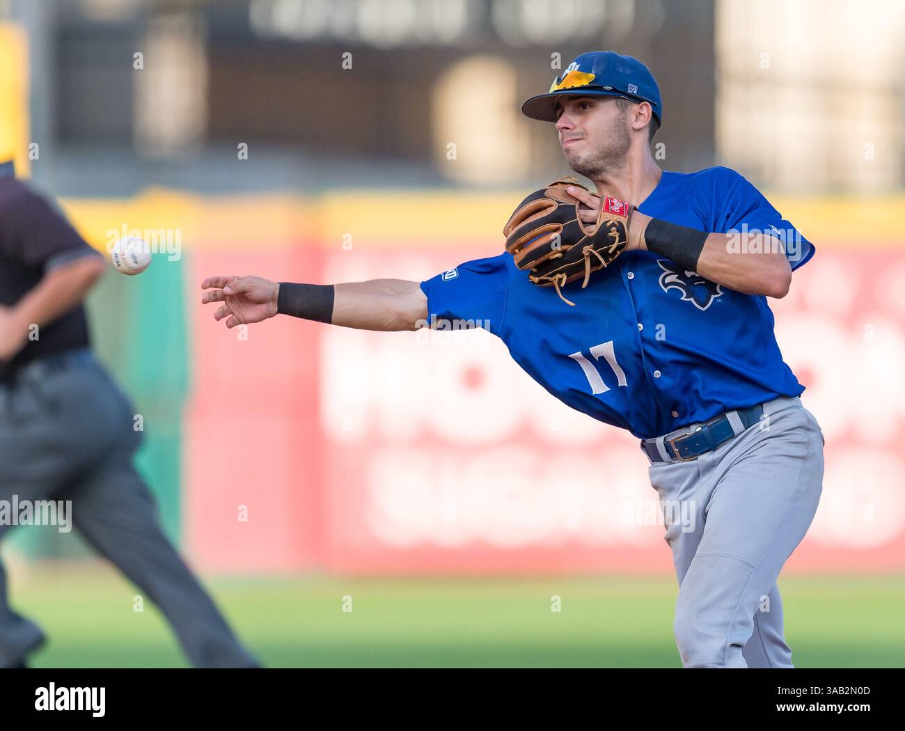 23 maggio 2018: Devin Morrill (17) interno di New Orleans durante il Southland Conference Championships 2018. Partita 3 New Orleans vs Sam Houston al Constellation Field Sugar Land, Texas. No. 8 New Orleans Privateers ha superato il numero 1 Sam Houston State 4-3 in 10 inning, qualcosa che non è successo dal 2015 (Credit Image: &Copy; Maria Lysaker/CSM via ZUMA Wire) Foto Stock