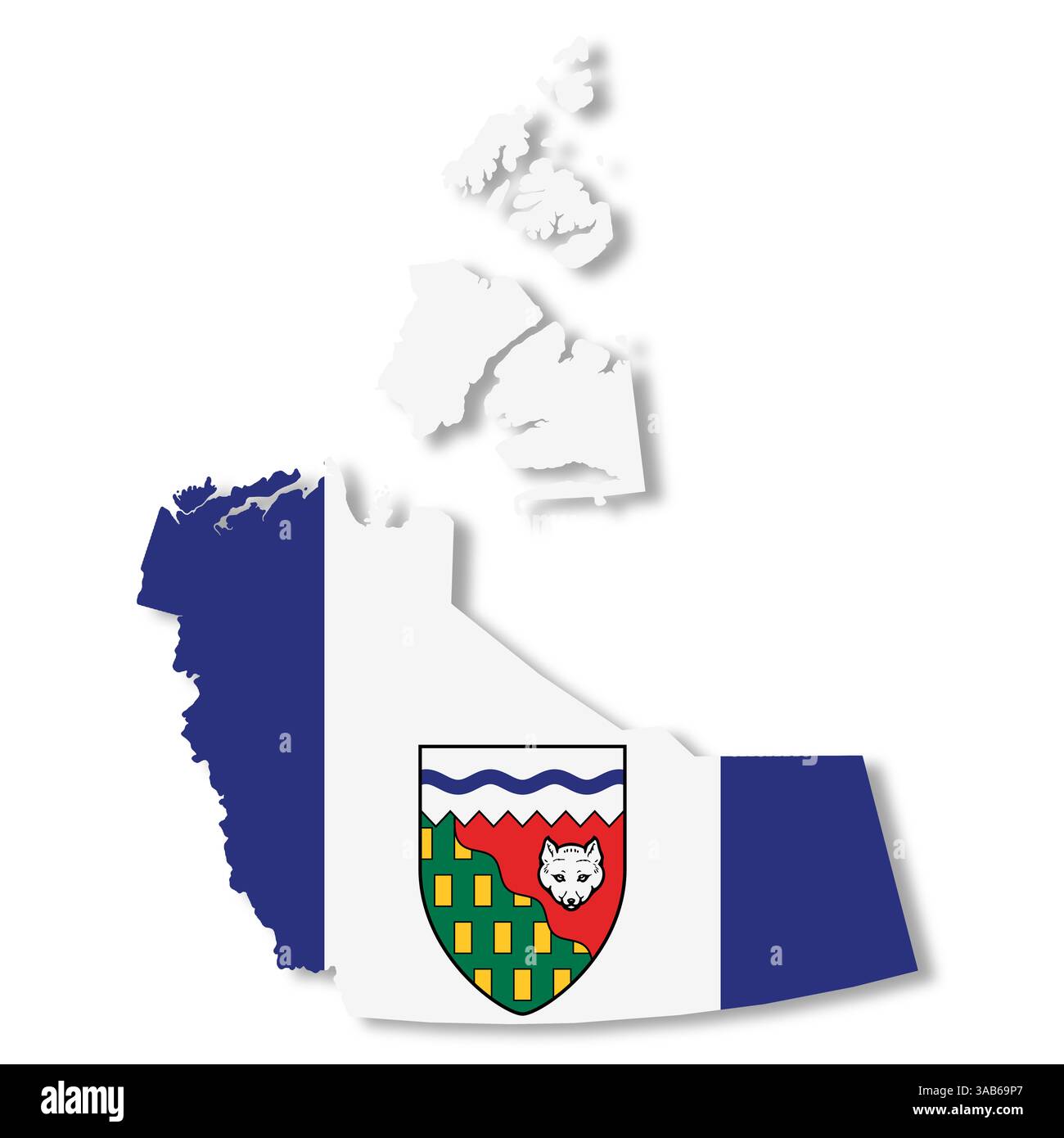 Mappa delle bandiere del Northwest Territories Canada Foto Stock