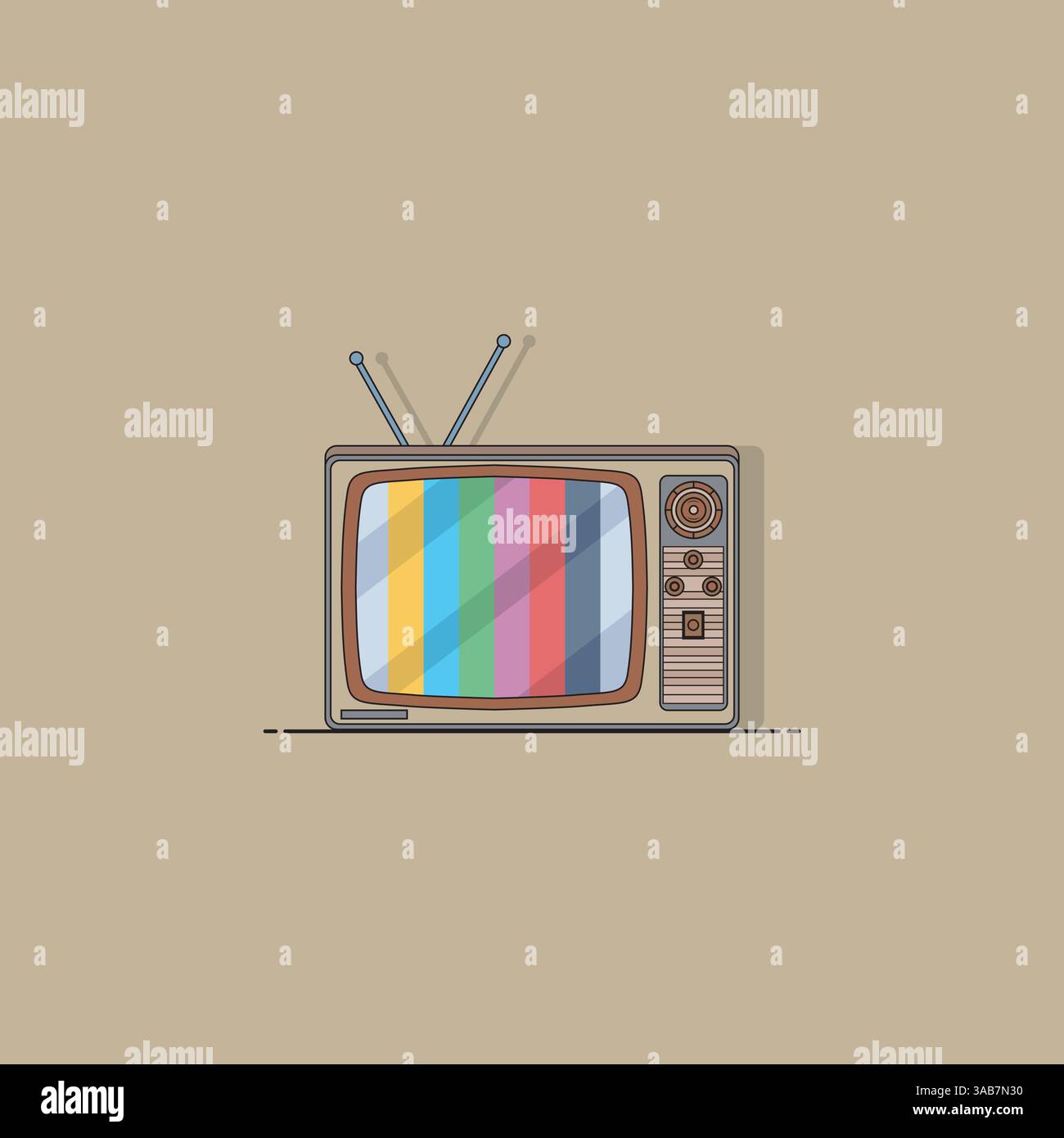 TV retrò con cornice a colori. Illustrazione vettoriale Illustrazione Vettoriale