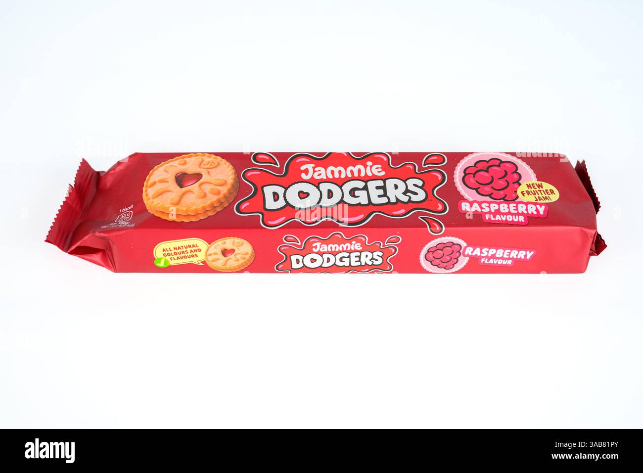 Jammie Dodgers Raspberry Flavour Biscuit – Galles, Regno Unito – 30 marzo 2025 Foto Stock